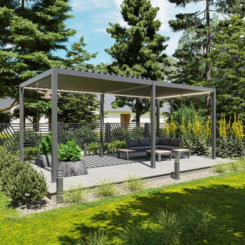 Pergola ogrodowa tarasowa aluminiowa NORDVIC Skyline LED Light 3 x 6 m Antracyt